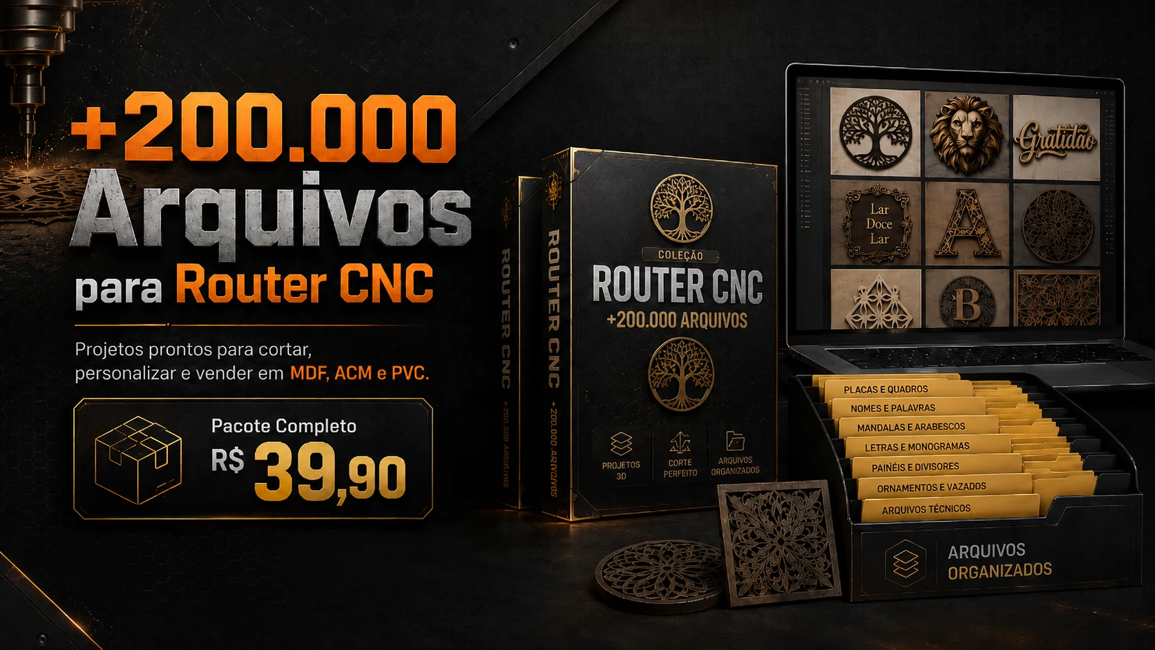 Mockup - +200.000 Arquivos para Router CNC